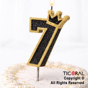 VELA NUMERO CORPOREO CON GIBRE ORO N.7 x 1